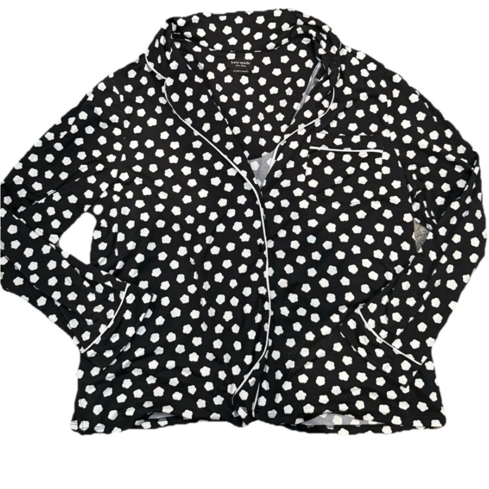 KATE SPADE Women’s Small Cloud Print Black White Long Matching Set Pajamas